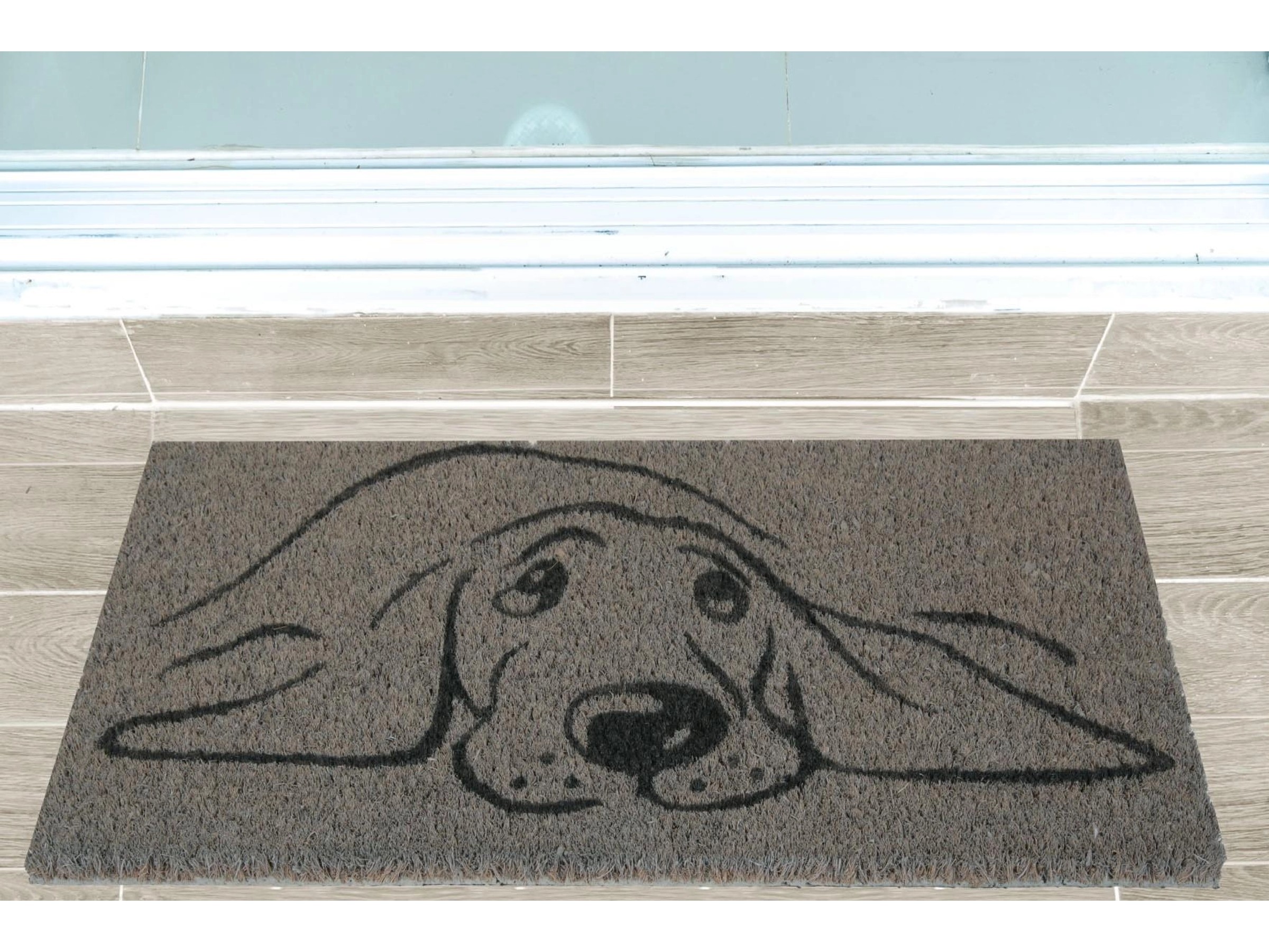 Think Favours Fußmatte Kokosfaser – Hunde-Silhouette Design (75x46 Cm)