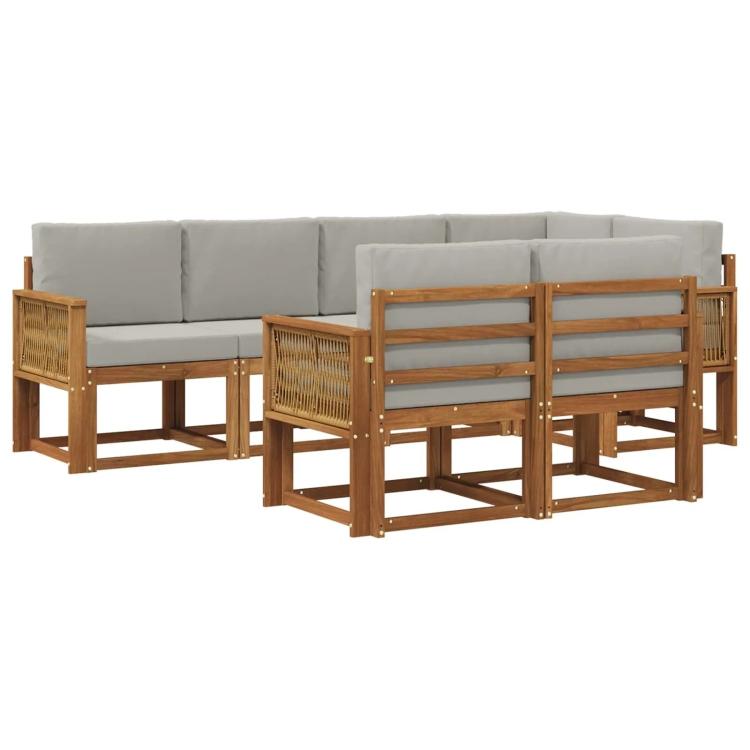 vidaXL Outdoor-Sofagarnitur 7 Stk Natur und Hellgrau Polyester 3385297
