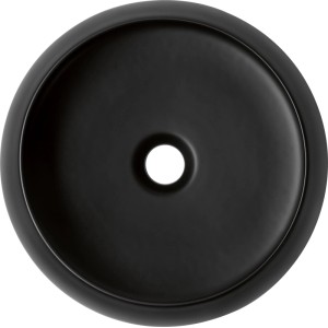Rundes baliv Aufsatzwaschbecken WBA-360.21 in Matt-Schwarz, Ø 36,5 cm, mit zentralem Ablauf.