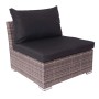 Modulares Lounge-Element der MCW Poly-Rattan Garnitur in Grau mit schwarzem Kissen.