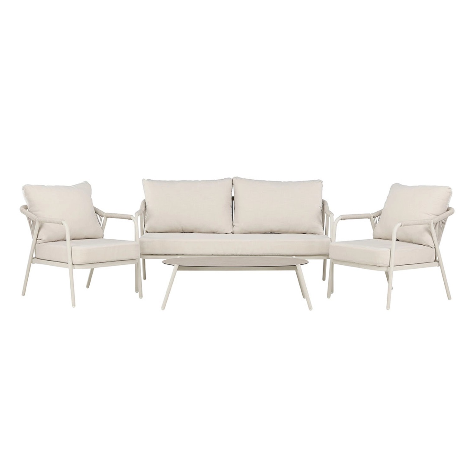 ebuy24 Sicily Loungeset 1 Sofa 2 Stühle 1 Couchtisch Beige Tisch cm H32xB55 günstig online kaufen