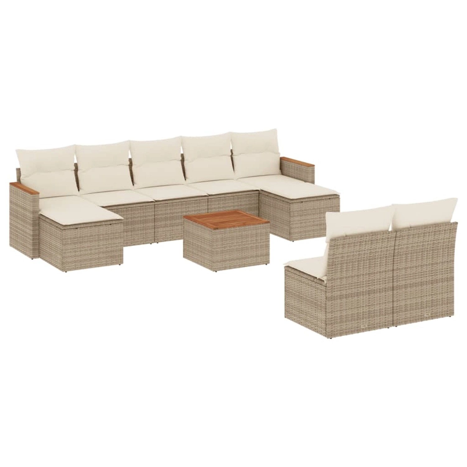 vidaXL 10-Tlg Garten-Sofagarnitur mit Kissen Beige Poly Rattan 3258782 günstig online kaufen