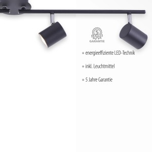 Anthrazitfarbiger, 4-flammiger LED-Spot Tarik, dreh- und schwenkbar, für die Deckenmontage.