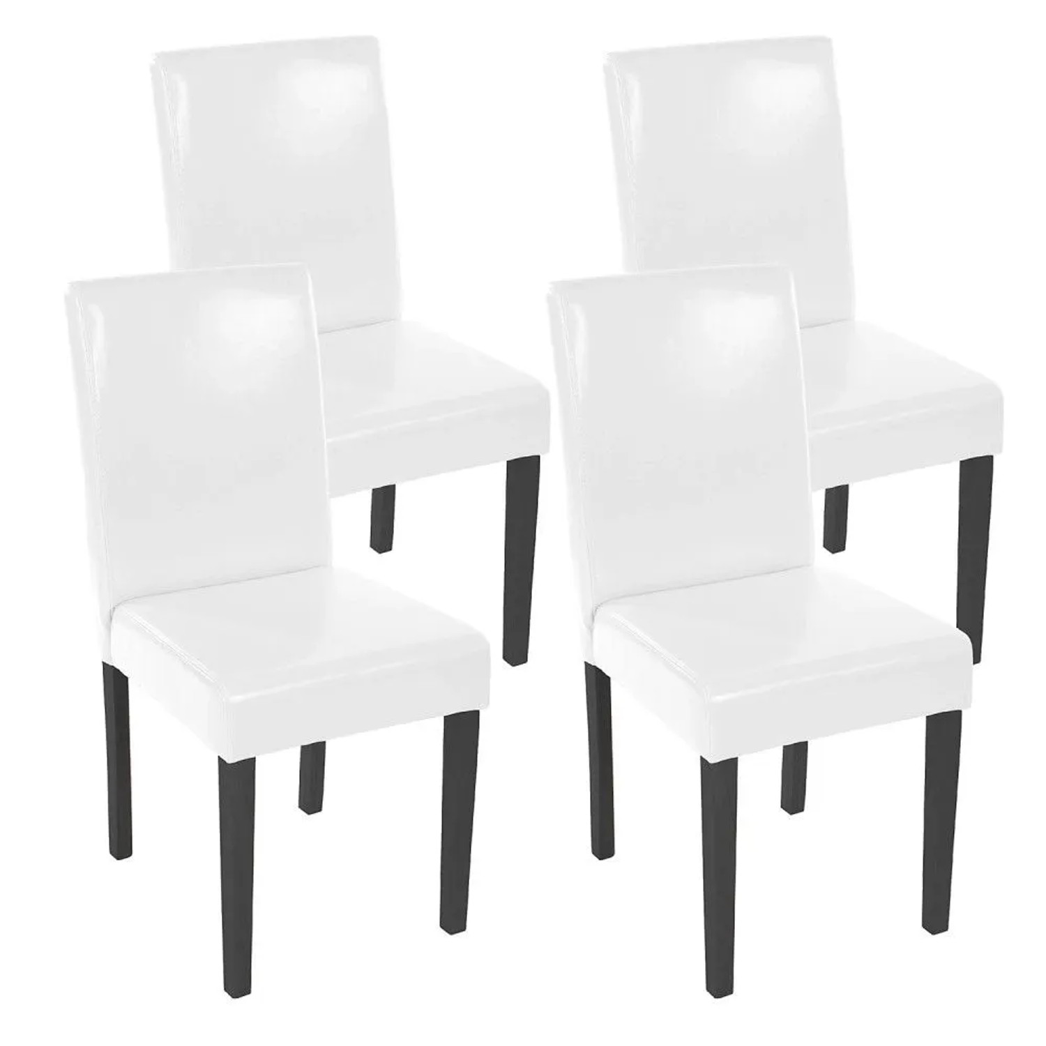 MCW Esszimmerstuhl Littau 4er-Set Leder Weiß Dunkle Beine