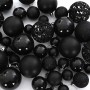 Schwarze Christbaumkugeln Set: Glänzend, matt und mit Muster für den Weihnachtsbaum.