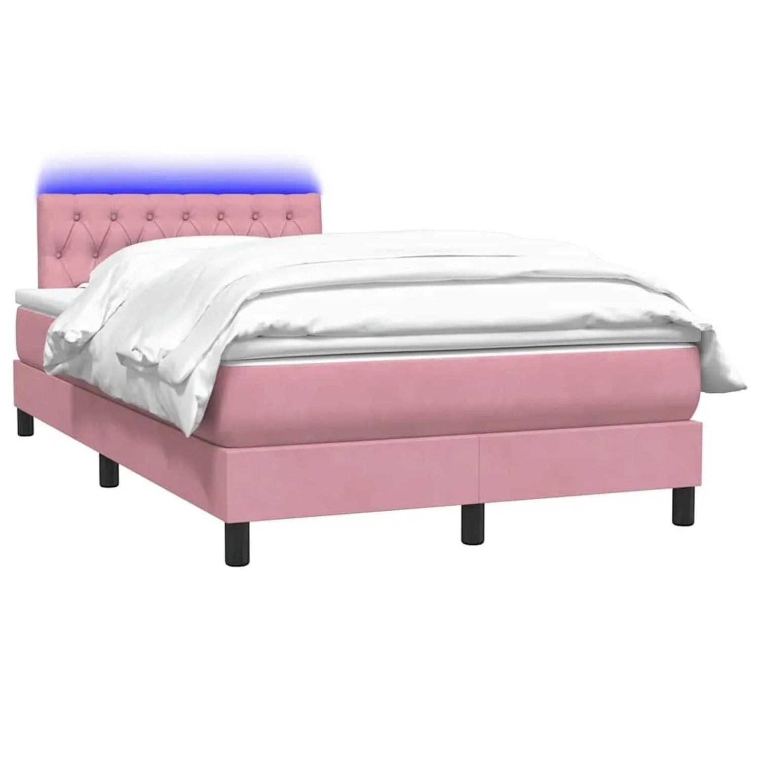 vidaXL Boxspringbett mit Matratze & LED Rosa 120x220 cm Samt 3317216 günstig online kaufen