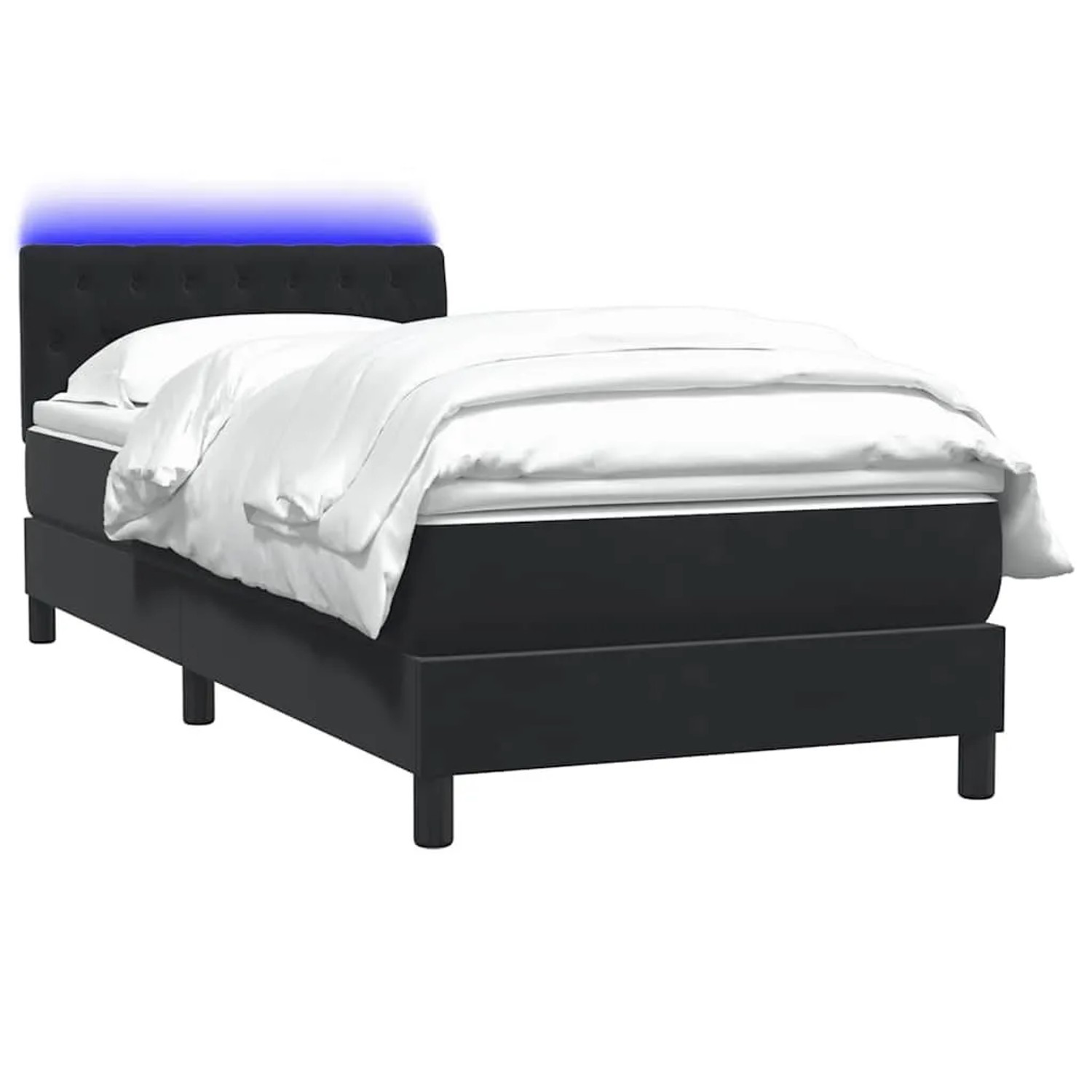 vidaXL Boxspringbett mit Matratze & LED Schwarz 80x220 cm Samt 3317195 günstig online kaufen