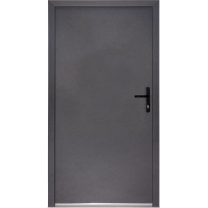 Anthrazitfarbene Stahl-Nebeneingangstür NS1, 98x198 cm, Rechtsanschlag. Stabile Tür mit Griff.