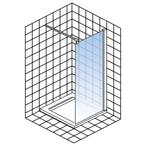 Schulte Walk-In Dusche Toura 120x200cm mit Stabilisationsbügel in Badezimmer-Ecke.
