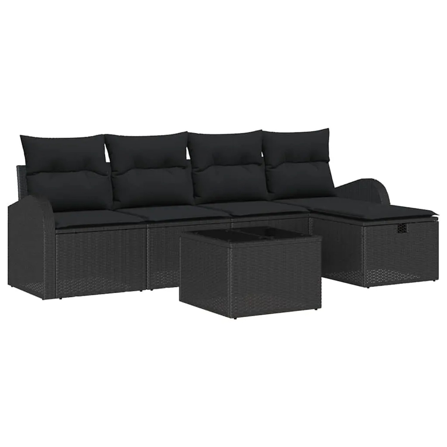 vidaXL Garten-Sofa-Set mit Kissen 6-Tlg Schwarz Poly Rattan 3360404 günstig online kaufen