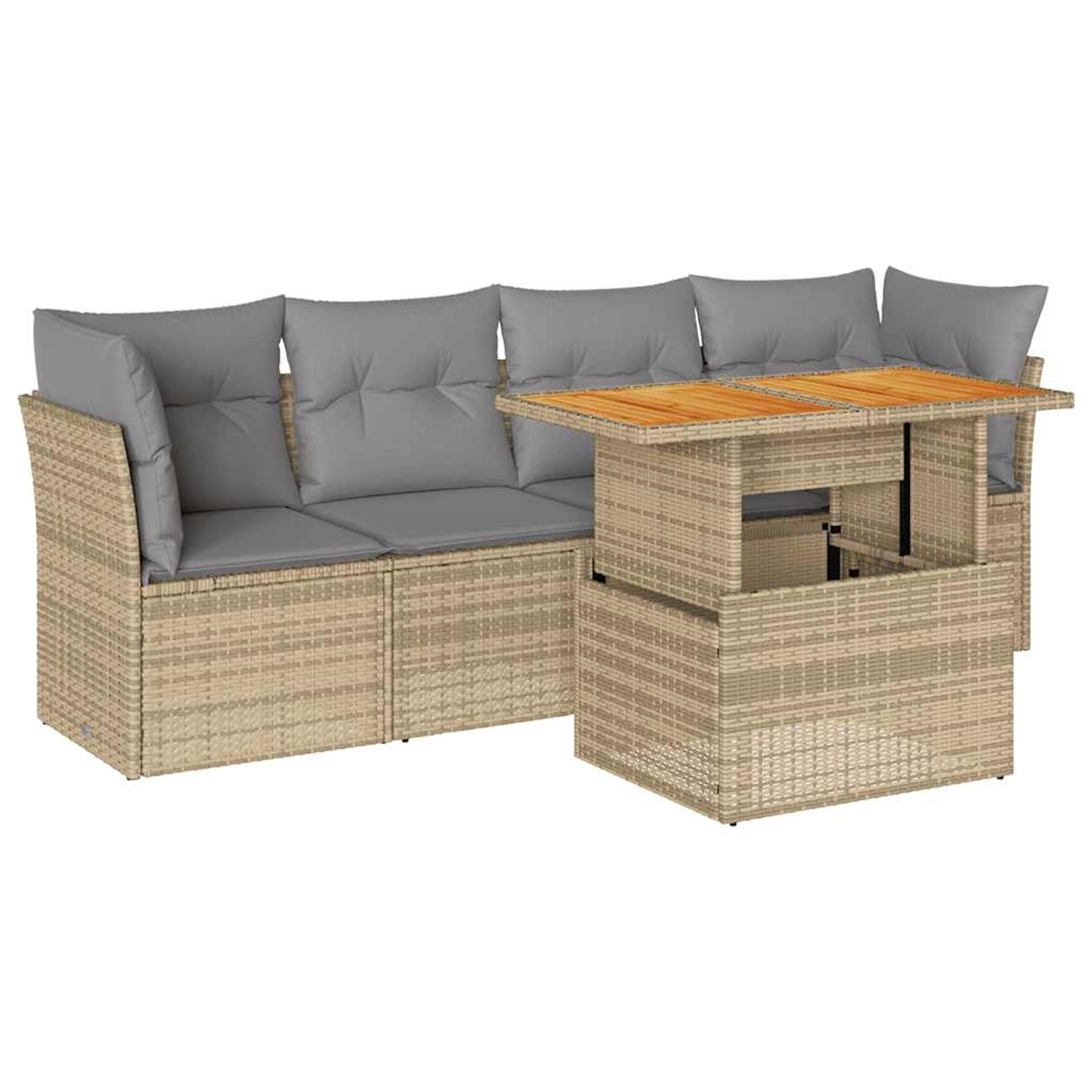 vidaXL 5-Tlg Garten-Sofagarnitur mit Kissen Beige Poly Rattan 3326880 günstig online kaufen