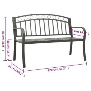 Graue vidaXL Gartenbank mit Tisch, 120 cm breit, aus Stahl. Ideal für Garten und Terrasse.