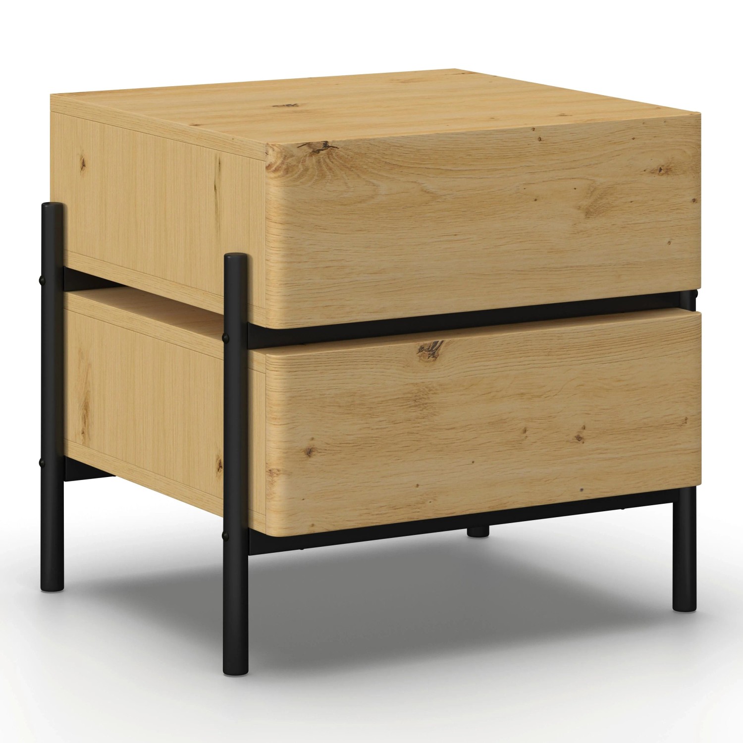 Bessagi Home Nachttisch Jasmina Schwarz/Eichefarben MDF