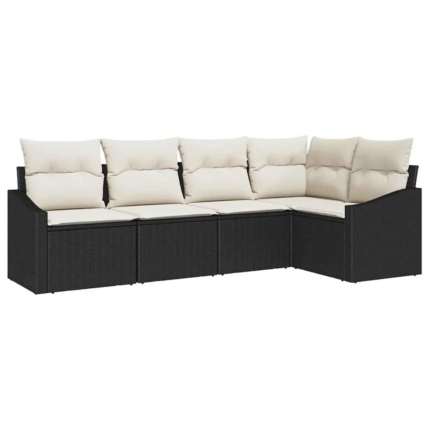 vidaXL Gartensofa-set mit Kissen 5-Tlg Schwarz und Weiß Poly-Rattan 3355386 günstig online kaufen