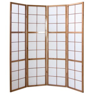 Homestyle4u 4-tlg. Paravent Shoji in Braun 176x175 cm 168