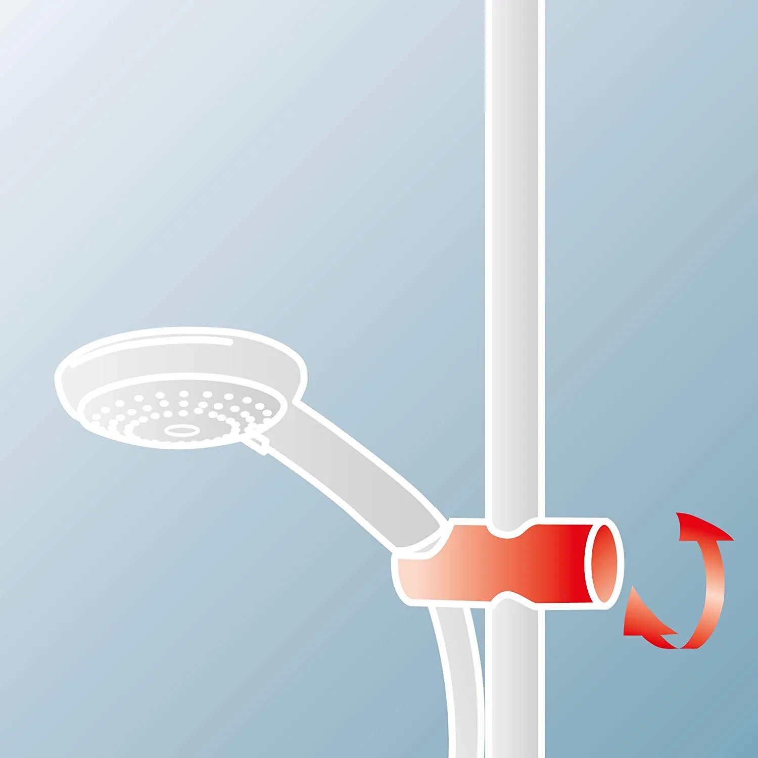 Detailaufnahme: Schulte ExpressPlus Duschsystem Rain Classic, eckig, mit verstellbarer Handbrause.