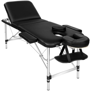 Tectake 3 Zonen Massageliege  Breite 61 cm  Polsterung 5 cm Inklusive Tragetasche  180 x 61 x 68 cm Schwarz