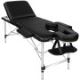 Schwarze Tectake Massageliege, 61 cm breit, mit Zubehör und Tragetasche.