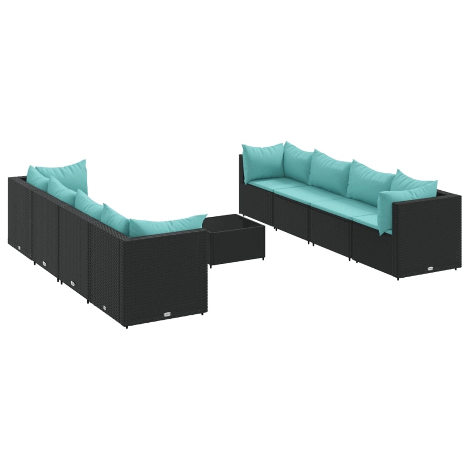 vidaXL 9-Tlg Garten-Lounge-Set mit Kissen Schwarz Poly Rattan 3308044 günstig online kaufen