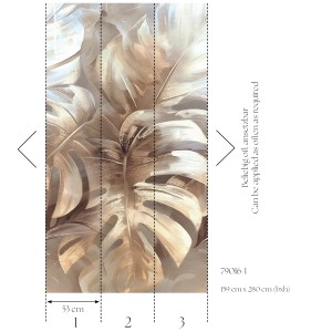 A.S. Creation Fototapete mit Palmenblätter Motiv in Beige-Gold, 1,59x2,8m, für tropische Akzente.