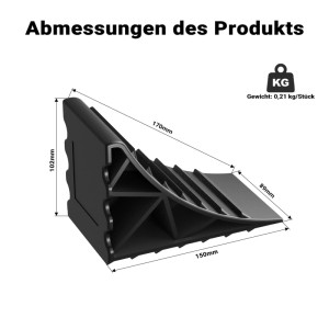 Wiltec 2X Unterlegkeile 14,8X8,9X9,8Cm Bremskeil 2T Hdpe Anhänger Wohnmobil Keil