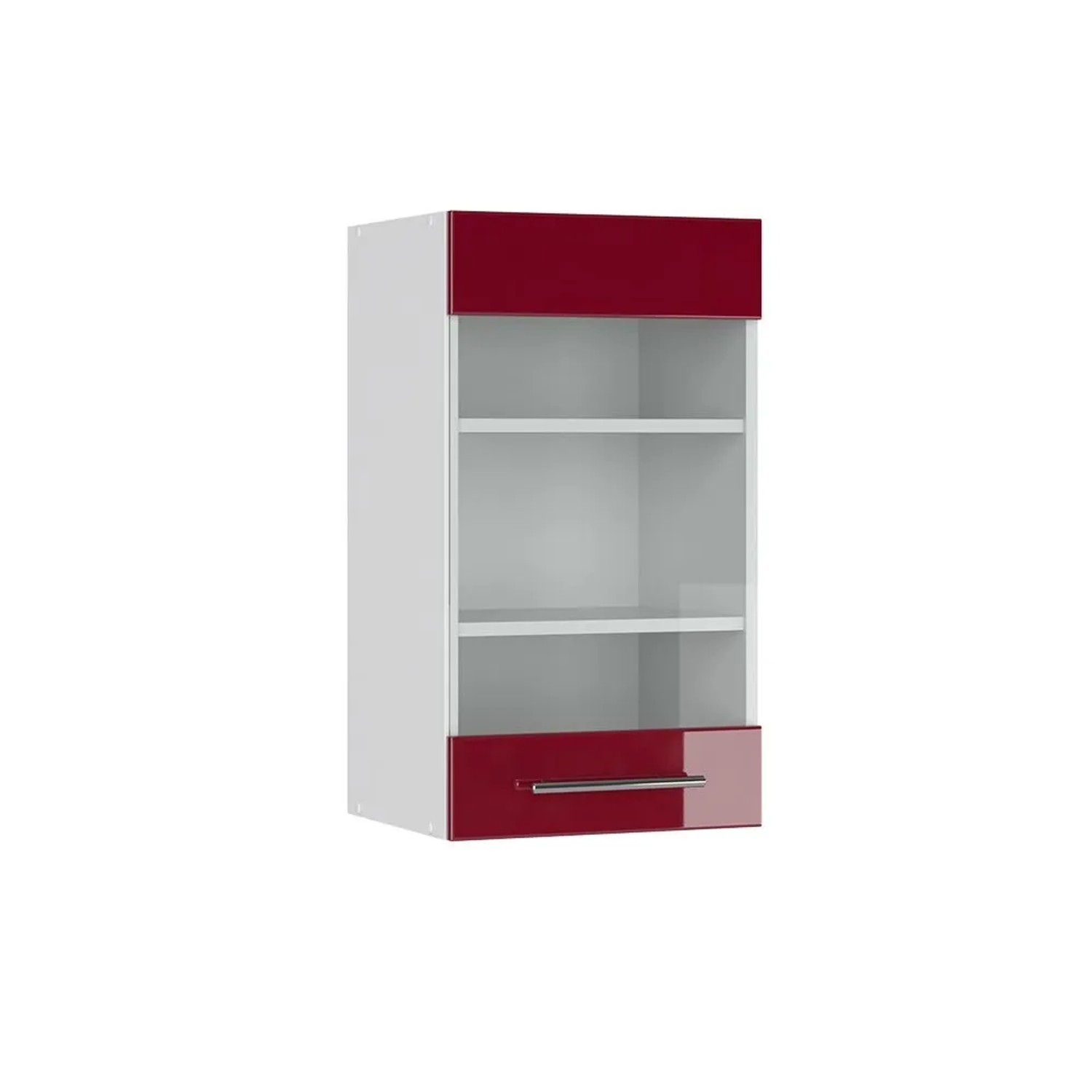 Vicco Küchenglasschrank Fame-Line Glashängeschrank Bordeaux Hochglanz Weiß 40 cm