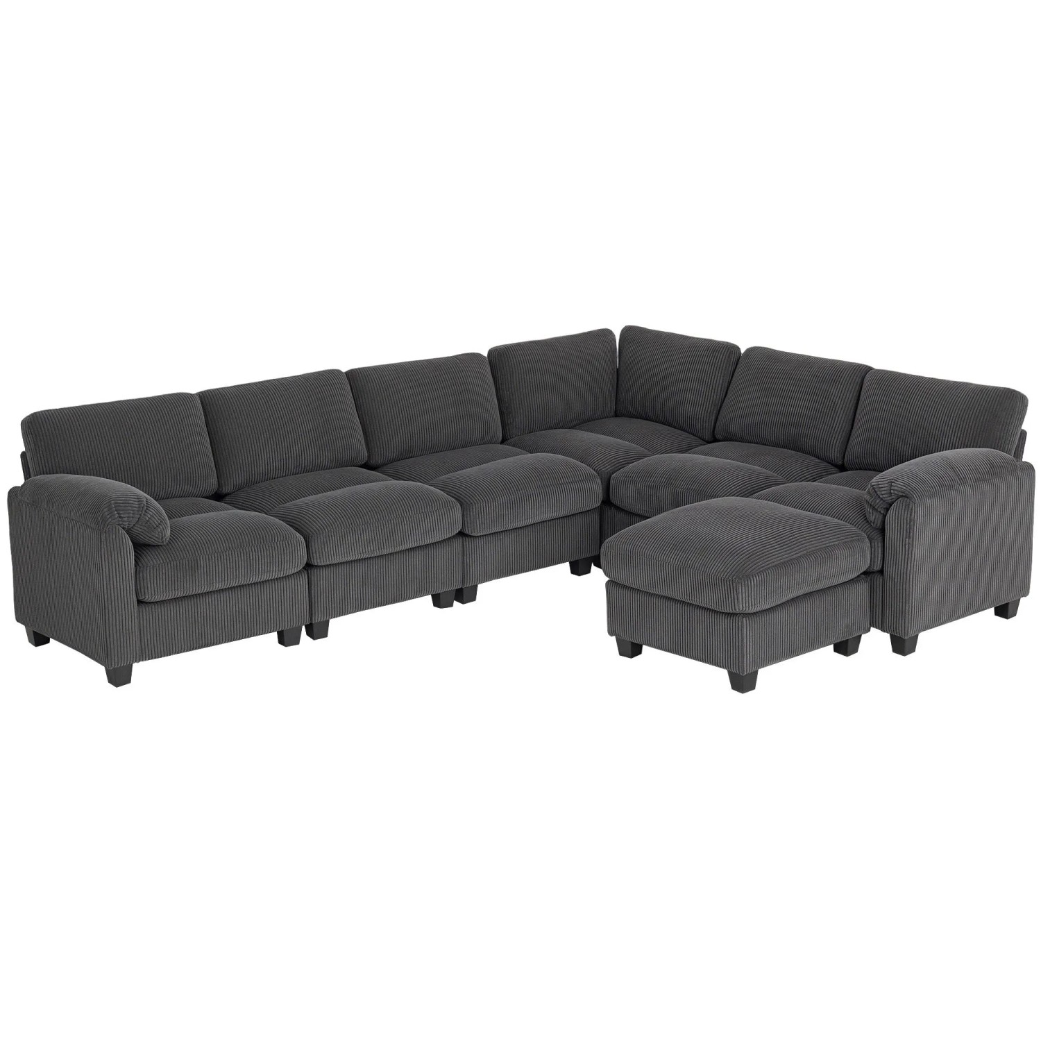 HOMCOM Ecksofa Polyester Schaumstoff 292L x 224B x 85H cm Dunkelgrau