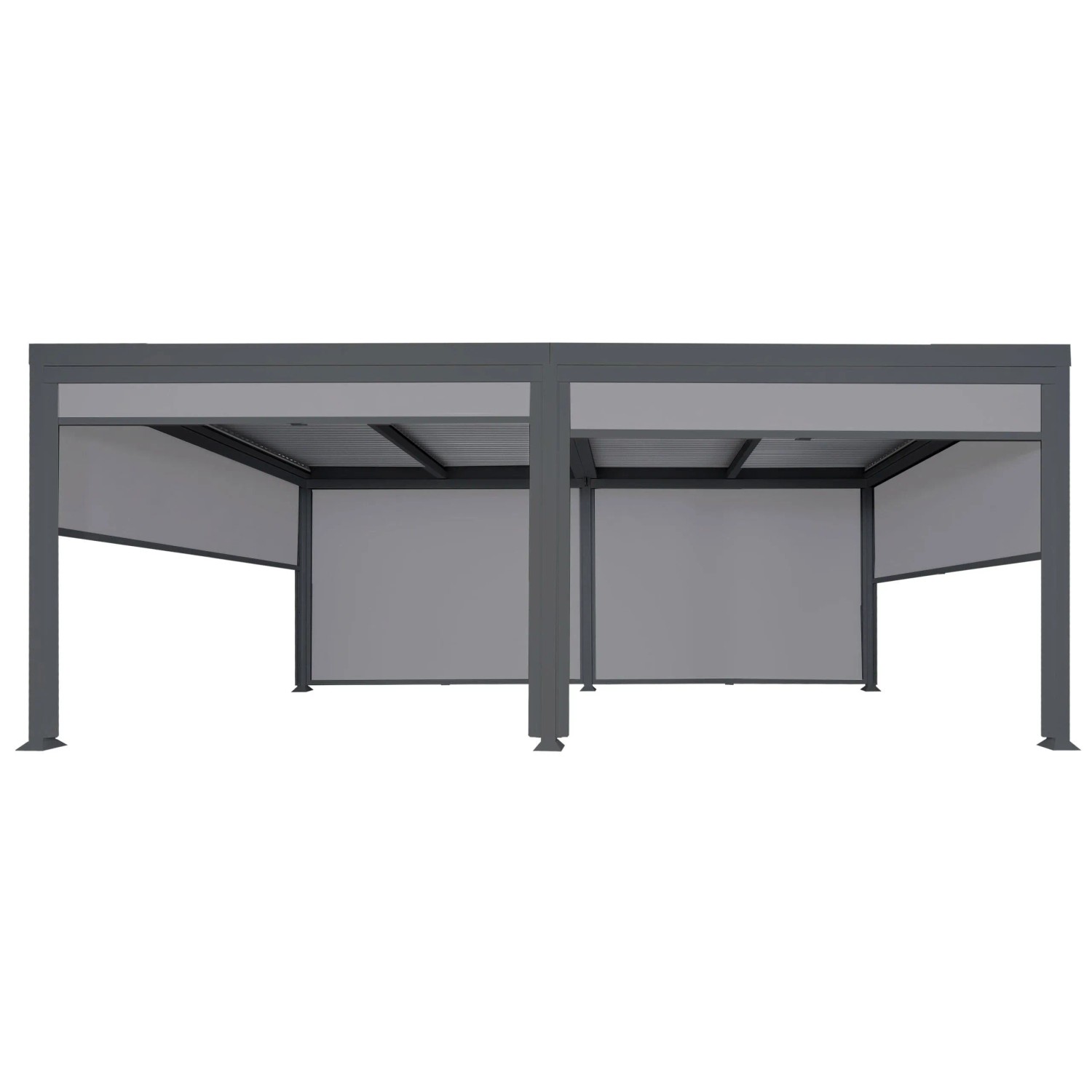 BERLINLODGE Alu Pergola Mit 6x Seitenwand Für 3x6m HxBxT 224x600x300cm Lamellen-Pavillon Anthrazit Stabiles 8cm-Metall-Gestell
