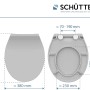 Schütte WC-Sitz Slim Grey Duroplast, Maße mit geöffnetem und geschlossenem Deckel.