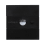 Schwarze LUXULA Solar Wandleuchte mit Bewegungsmelder und drehbarem Lichtkopf.