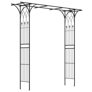 Schwarzer Costway Rosenbogen aus Metall, 206x53x206cm, für Garten & Rankpflanzen.
