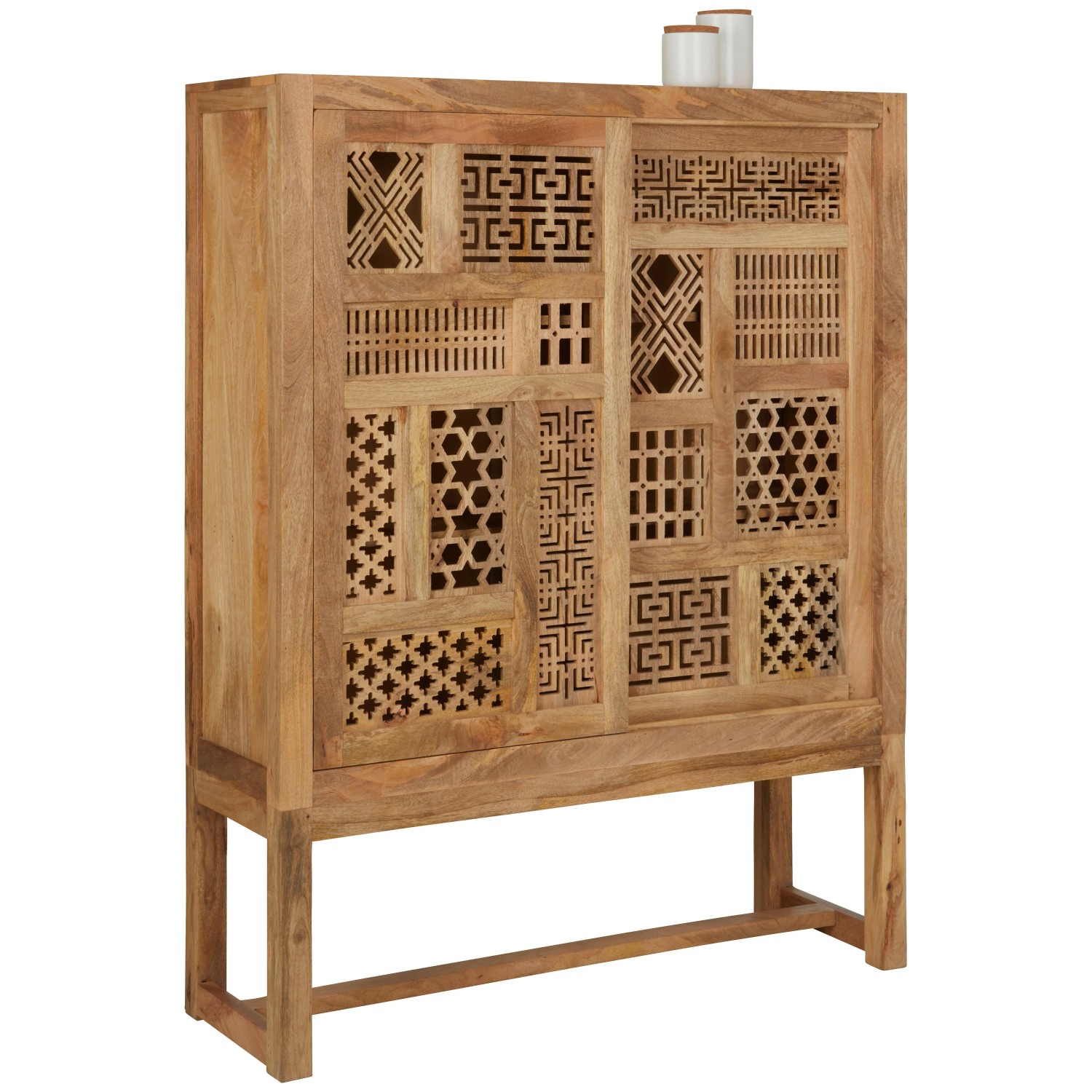 Based Highboard Lakota aus Mangoholz in Hellbraun