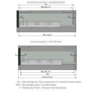 SOTECH Unterflurführung 30 Kg 350 mm UV2-30-K3D-L350-SC Soft-Close FullSlide 3D