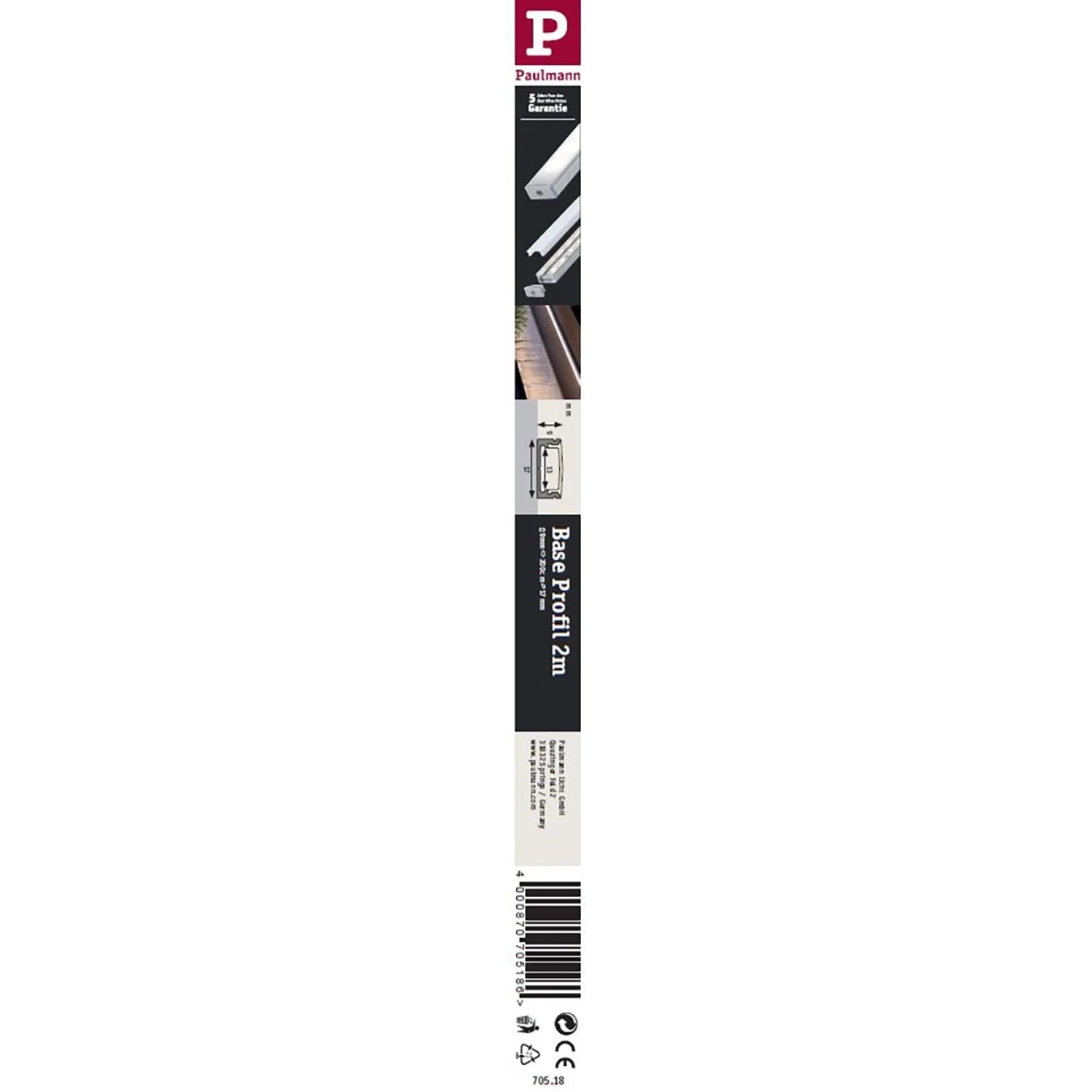 Paulmann Base Profil, 2 m LED-Streifen-Profil mit Diffusor für gleichmäßige Lichtverteilung.