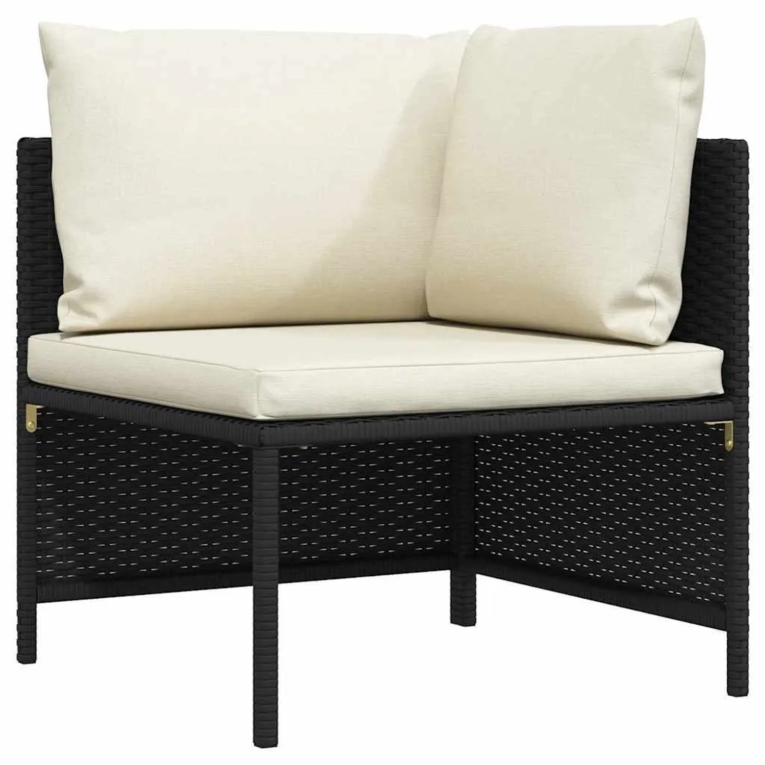 vidaXL Modular-Ecksofa mit Kissen Schwarz Poly Rattan 313507