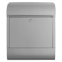 banjado Design Briefkasten Blanco aus Stahl, silber pulverbeschichtet mit Zeitungsfach.