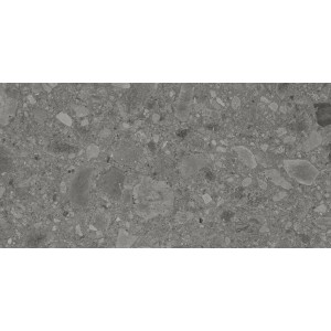 Graue Feinsteinzeug Bodenfliese, 60x30 cm, matte Steinoptik für Innen- und Außenbereich.