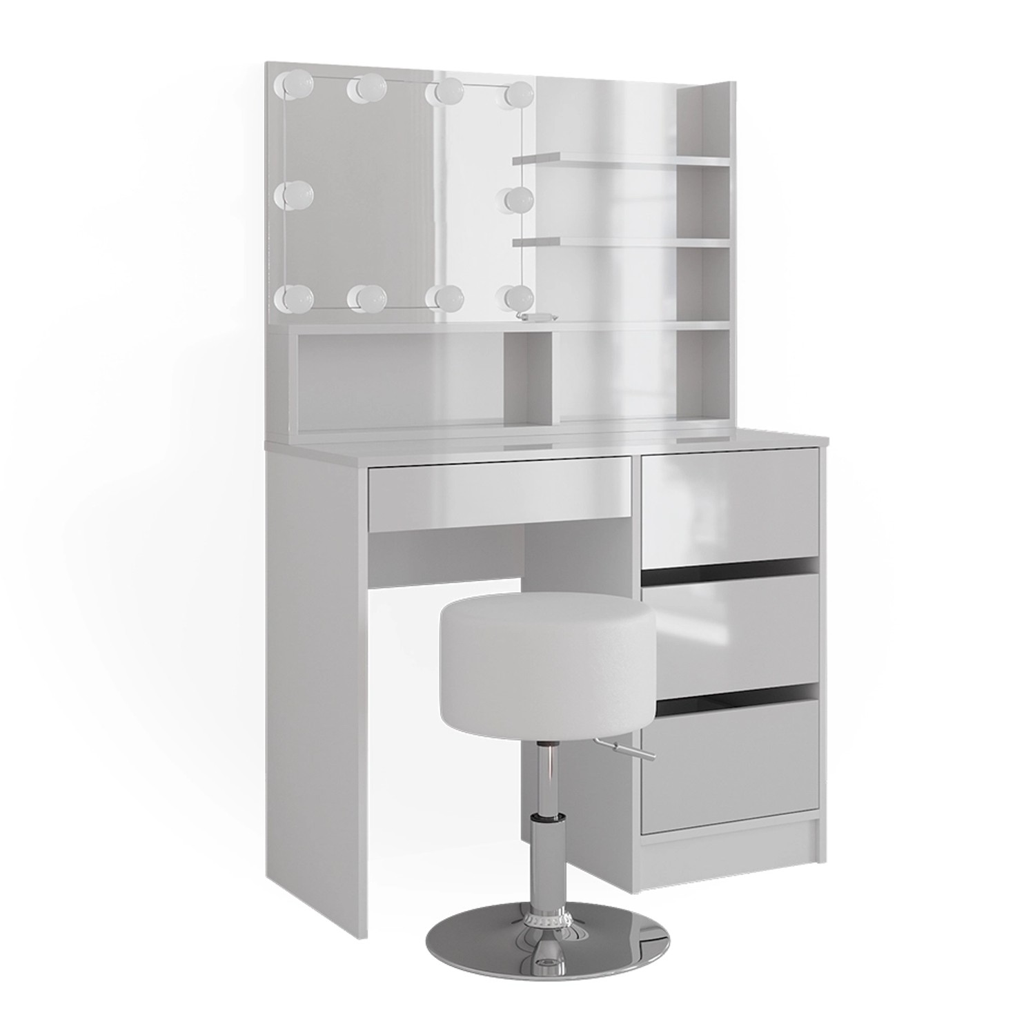 Vicco Schminktisch Sherry Weiß 40 cm mit LED Beleuchtung Hocker und Spiegel günstig online kaufen