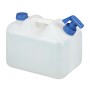 Weiß-blauer 10L Relaxdays Wasserkanister mit Hahn für Camping & Outdoor.