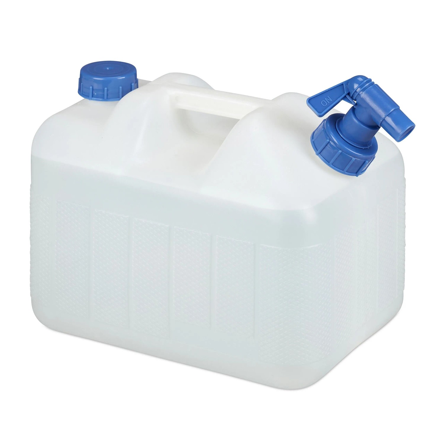 Relaxdays Wasserkanister mit Hahn 10 L Weiß Blau 26,5 cm x 34,5 cm x 21,5 cm