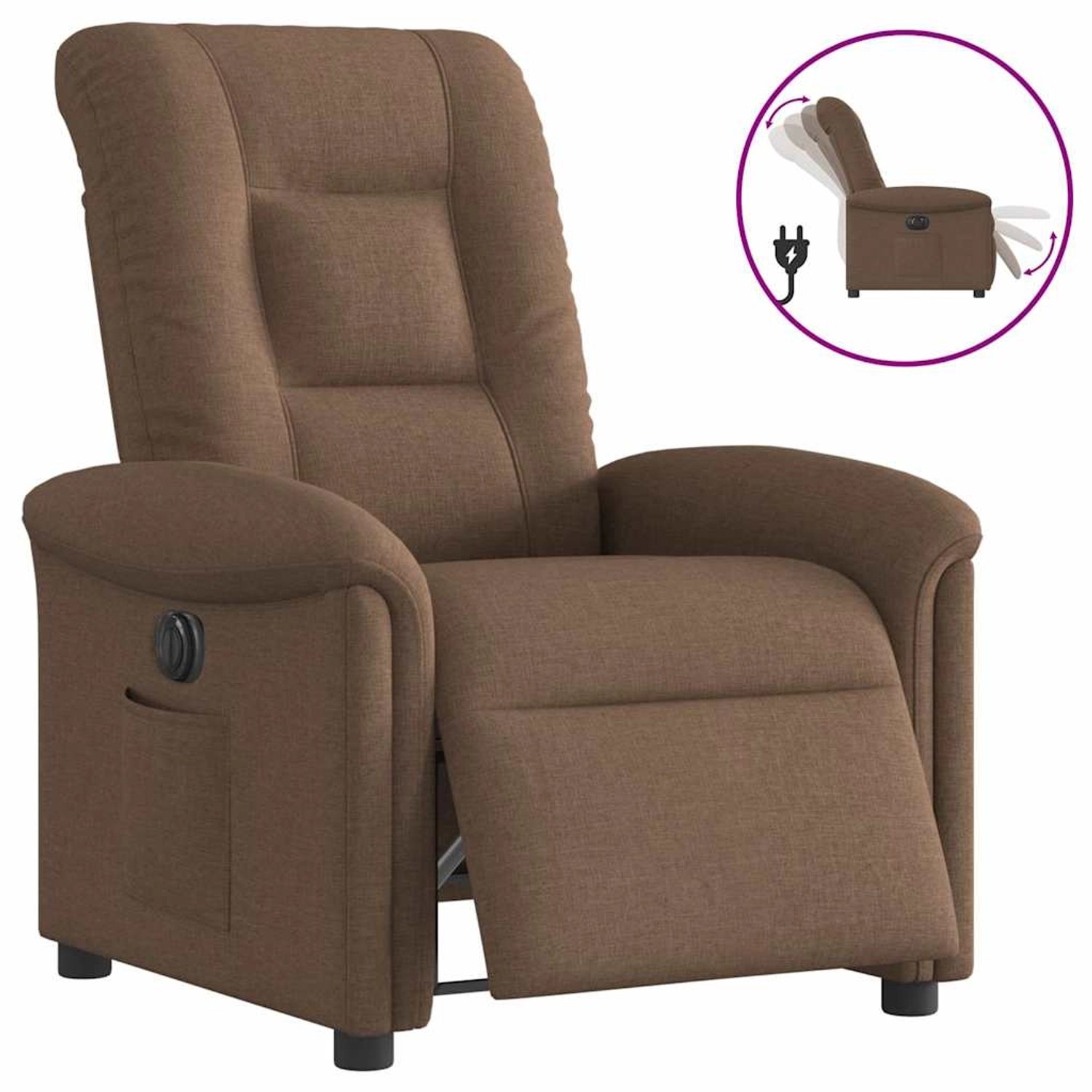 vidaXL Relaxsessel Elektrisch Braun Stoff 3303238