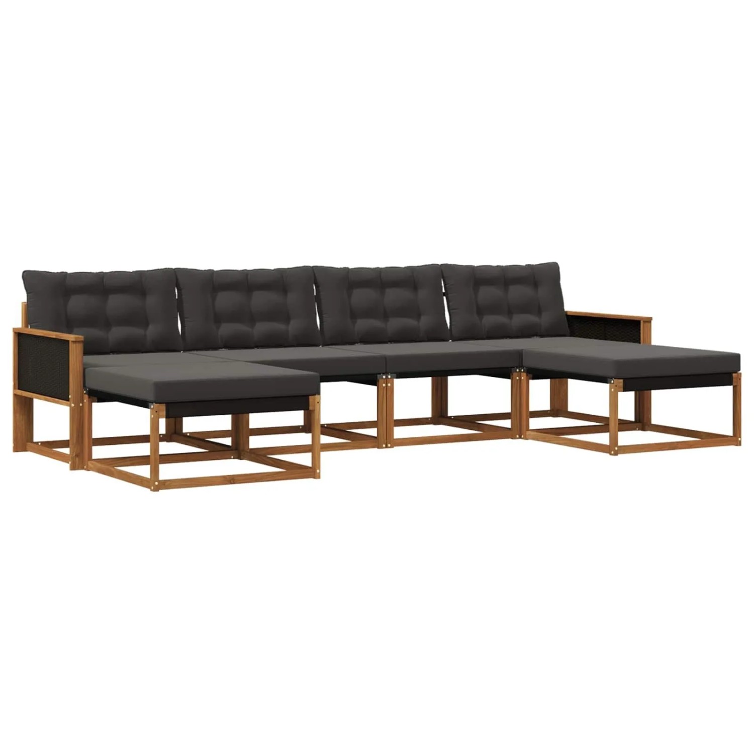 vidaXL Outdoor-Sofagarnitur mit Kissen 6 Stk Natur und Schwarz 3381592