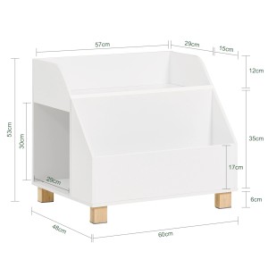Weißes SoBuy Kinderregal KMB54-W mit 3 Fächern und Holzfüßen.