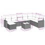Beige 9-teilige Garten-Sofagarnitur aus Polyrattan mit Kissen. Gartenmöbel-Set für Terrasse und Garten.
