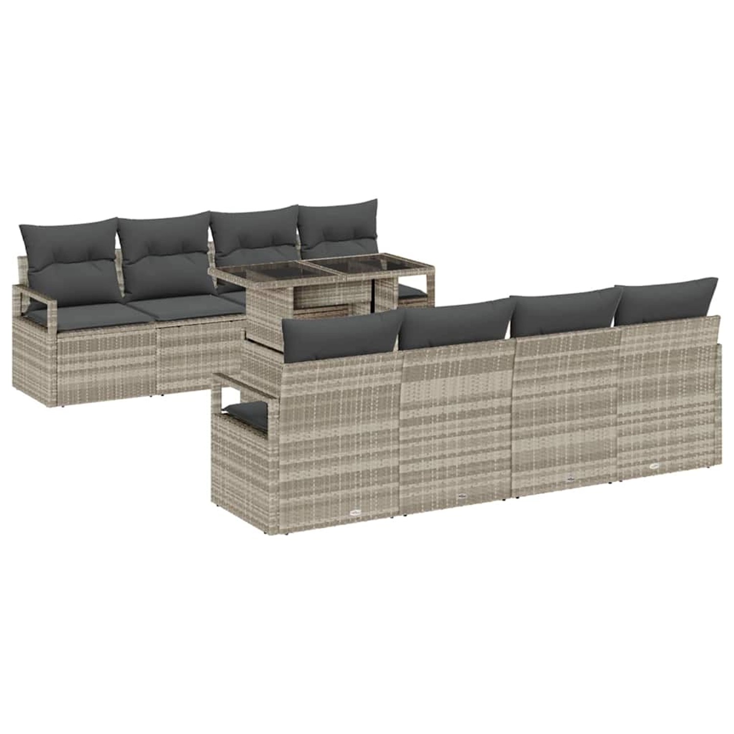 vidaXL Garten-Sofa-Set mit Speicher 9-Tlg Hellgrau Poly Rattan 3357525 günstig online kaufen