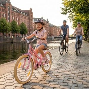 PROMETHEUS BIKES Kinderfahrrad 20 Zoll ab 6 und 7 Jahre Retro Look mit Felgenbremse & Ständer Rosa