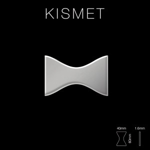 Graue Mosaikfliese aus Edelstahl, matt, im speziellen Kismet Design.