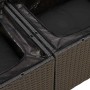 Schwarze vidaXL Garten-Sofagarnitur aus Polyrattan mit wasserfestem Stauraum unter den Sitzen.