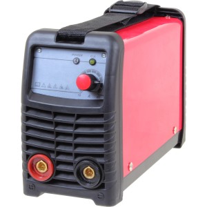 Rothenberger RoWin 140 Elektrodenschweißgerät mit Tragegurt und rotem Gehäuse.