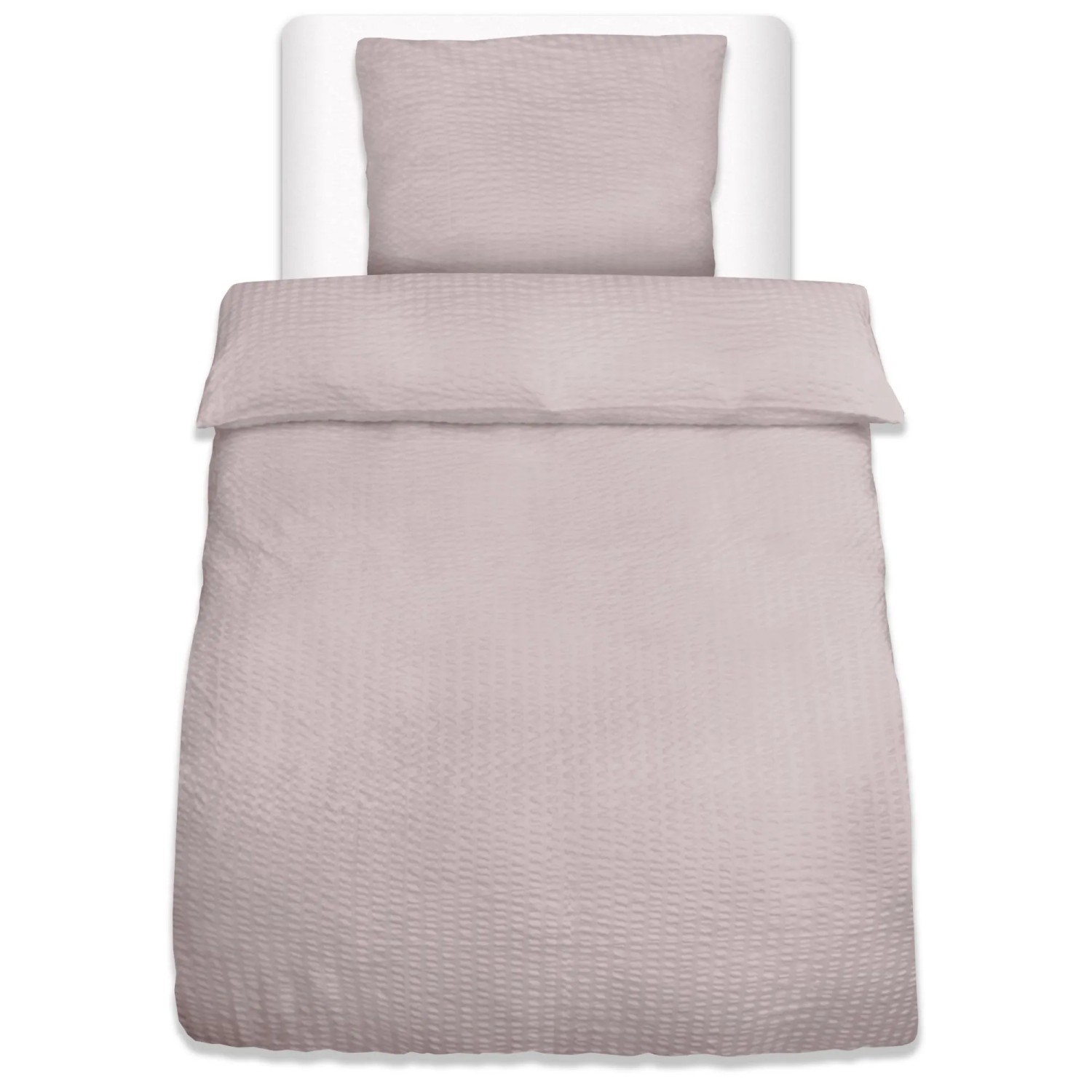 Beautissu Meline Bettbezug 155x220cm + Kissenbezug 80x80cm Taupe Seersucker günstig online kaufen